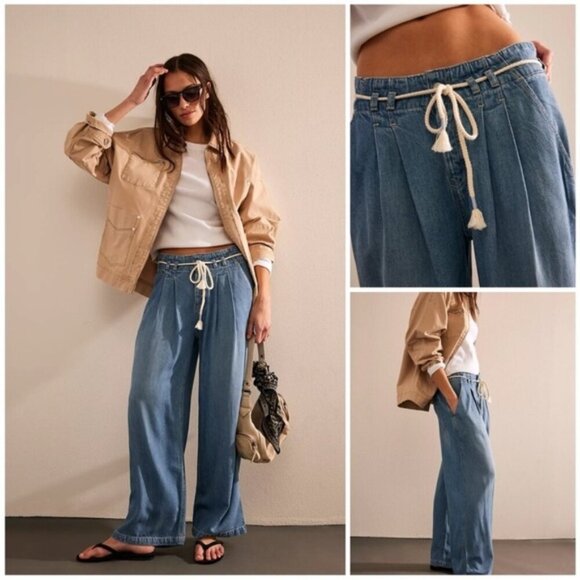NWT Free People We The Free Dakota Cinched Pull-On Jeans Size S - Picture 1 of 16